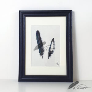 Limited Edition Giclee Print of Watercolour Magpie Feathers by Artist Liisa Clark