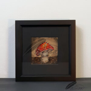 Fly Agaric Musroom drawn on Velour Pastel Paper by Liisa Clark