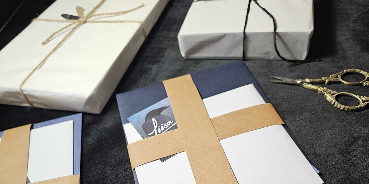 Image of Artwork ready to be wrapped for postage by Liisa Clark